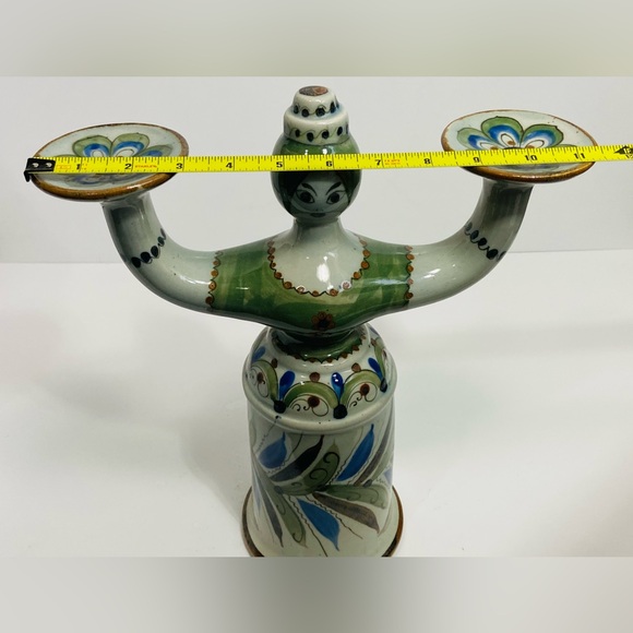 Vtg Ken Edwards El Palomar Mexican Pottery Folk Art Woman Double Candelabra 14” - Picture 13 of 13